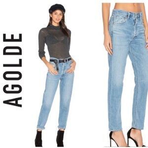 Agolde Feel Good Light Wash Straight Leg Jamie High Rise Button Fly Jeans